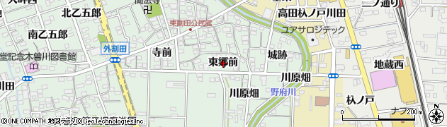 愛知県一宮市木曽川町外割田東郷前周辺の地図