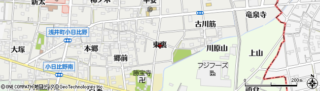 愛知県一宮市浅井町小日比野東裏周辺の地図