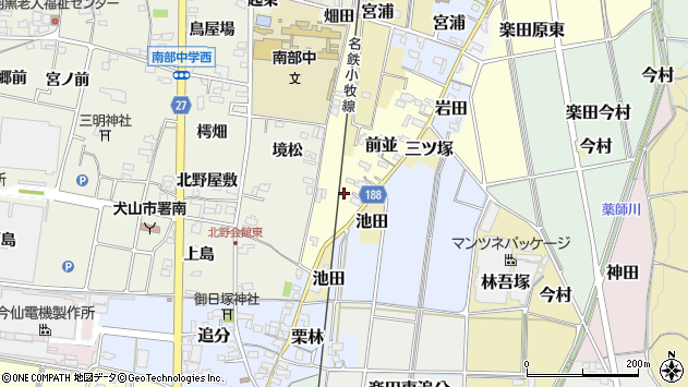 〒484-0871 愛知県犬山市前並の地図