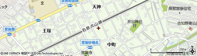 愛知県江南市宮後町周辺の地図