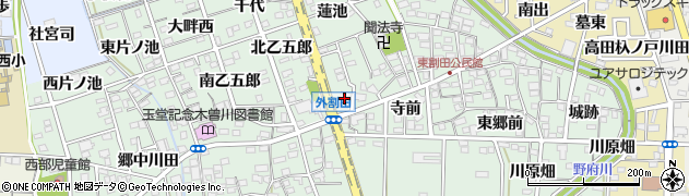 愛知県一宮市木曽川町外割田郷間周辺の地図