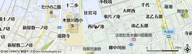 愛知県一宮市木曽川町外割田（西片ノ池）周辺の地図
