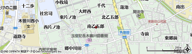 愛知県一宮市木曽川町外割田南乙五郎周辺の地図