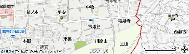 愛知県一宮市浅井町小日比野古川筋周辺の地図