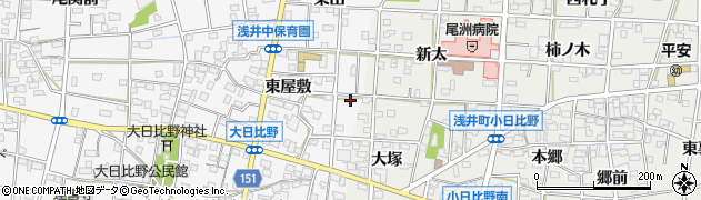 愛知県一宮市浅井町大日比野東屋敷21周辺の地図