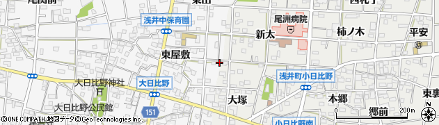 愛知県一宮市浅井町大日比野東屋敷22周辺の地図