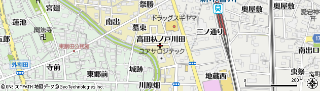愛知県一宮市木曽川町内割田周辺の地図