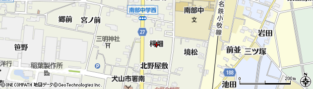 愛知県犬山市羽黒新田（樗畑）周辺の地図