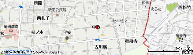 愛知県一宮市浅井町小日比野中牧周辺の地図