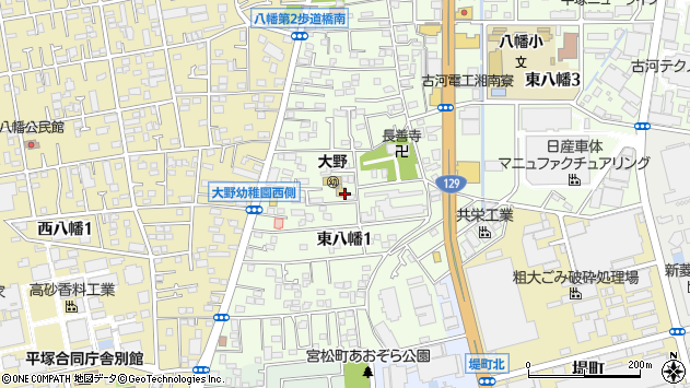 〒254-0016 神奈川県平塚市東八幡の地図