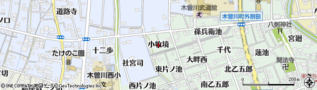 愛知県一宮市木曽川町外割田（小牧境）周辺の地図