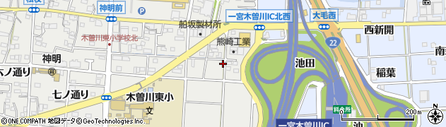 愛知県一宮市木曽川町黒田（九ノ通り）周辺の地図