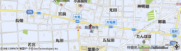 愛知県一宮市大毛東郷周辺の地図
