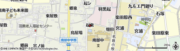 愛知県犬山市羽黒新田起東周辺の地図