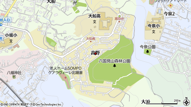 〒247-0054 神奈川県鎌倉市高野の地図