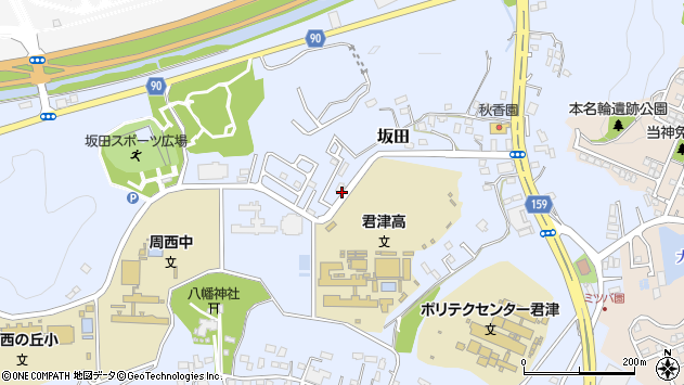 〒299-1142 千葉県君津市坂田の地図