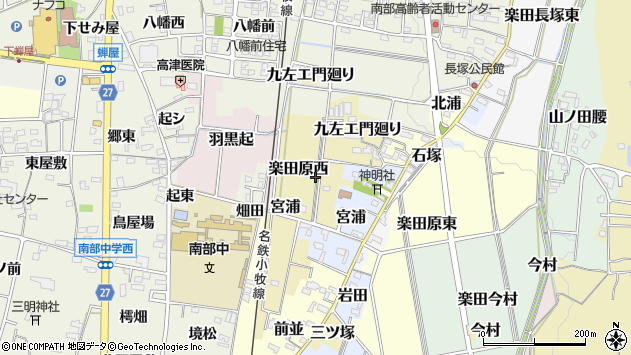 〒484-0885 愛知県犬山市楽田原西の地図