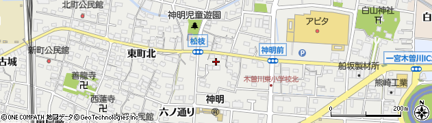 愛知県一宮市木曽川町黒田（神明前）周辺の地図