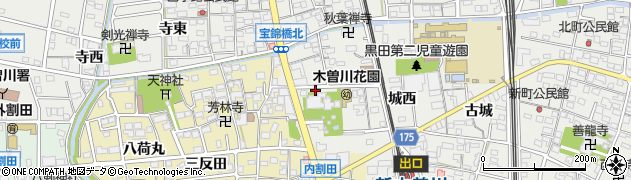 愛知県一宮市木曽川町黒田（宝光寺）周辺の地図