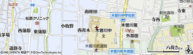 愛知県一宮市木曽川町里小牧（北青木）周辺の地図