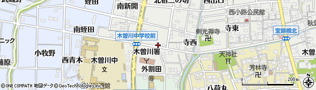 愛知県一宮市木曽川町黒田（中青木）周辺の地図
