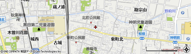 愛知県一宮市木曽川町黒田（西町北）周辺の地図