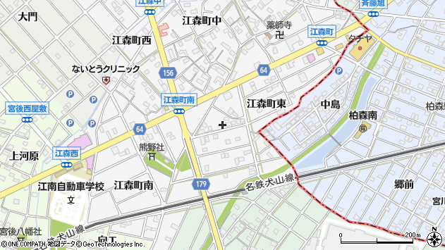 〒483-8042 愛知県江南市江森町東の地図