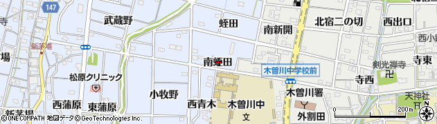 愛知県一宮市木曽川町里小牧（南蛭田）周辺の地図