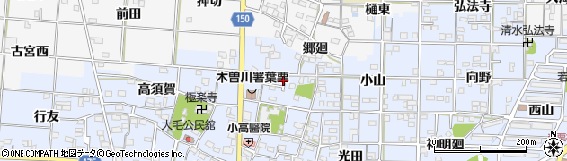 愛知県一宮市大毛（御申塚）周辺の地図