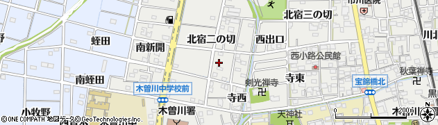 愛知県一宮市木曽川町黒田北青木周辺の地図