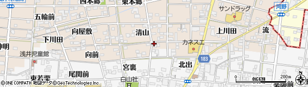愛知県一宮市浅井町尾関清山76周辺の地図