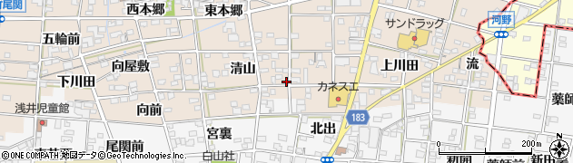 愛知県一宮市浅井町尾関清山53周辺の地図