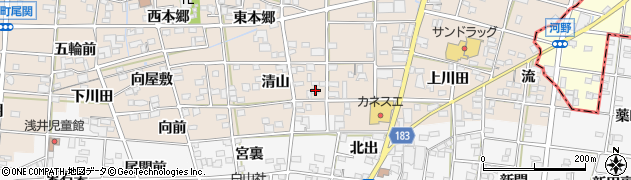 愛知県一宮市浅井町尾関清山55周辺の地図