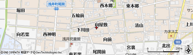愛知県一宮市浅井町尾関向屋敷33周辺の地図