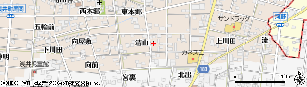 愛知県一宮市浅井町尾関清山58周辺の地図