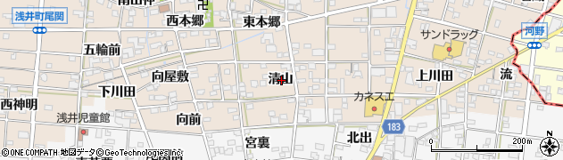 愛知県一宮市浅井町尾関清山周辺の地図