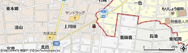 愛知県一宮市浅井町尾関（流）周辺の地図