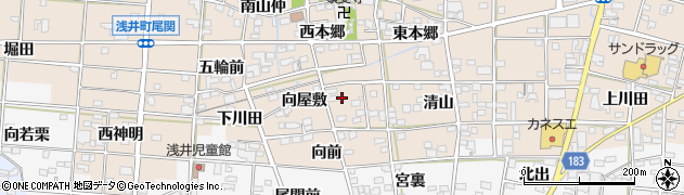愛知県一宮市浅井町尾関向屋敷37周辺の地図