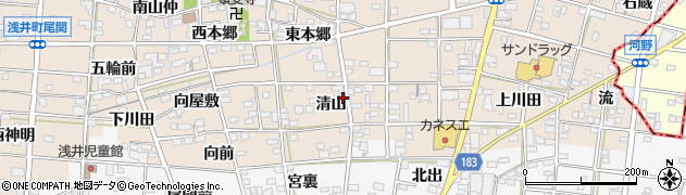 愛知県一宮市浅井町尾関清山43周辺の地図