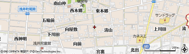 愛知県一宮市浅井町尾関清山32周辺の地図