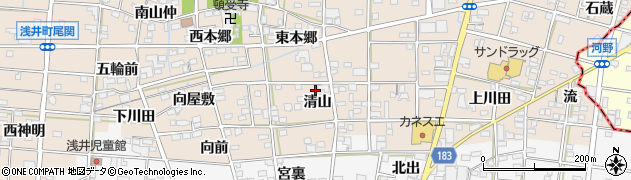 愛知県一宮市浅井町尾関清山40周辺の地図