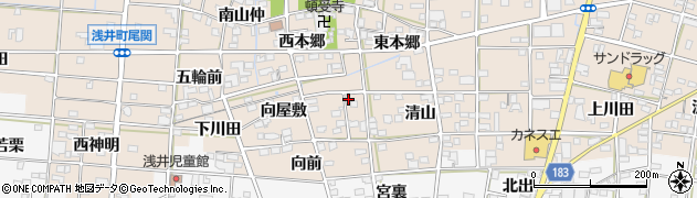 愛知県一宮市浅井町尾関向屋敷48周辺の地図