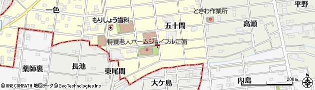 愛知県江南市河野町五十間周辺の地図