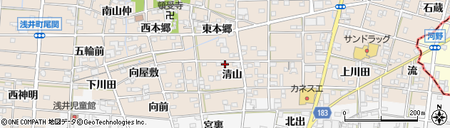 愛知県一宮市浅井町尾関清山38周辺の地図