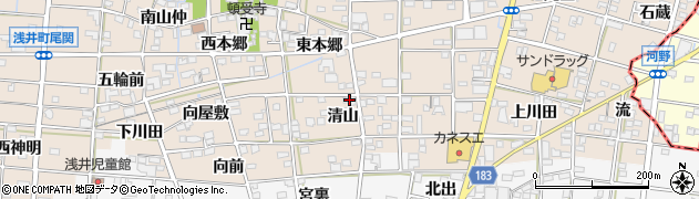愛知県一宮市浅井町尾関清山42周辺の地図