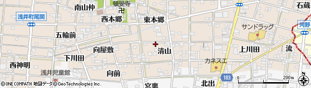 愛知県一宮市浅井町尾関清山37-5周辺の地図