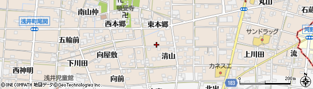 愛知県一宮市浅井町尾関周辺の地図