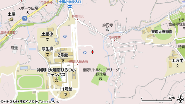 〒259-1205 神奈川県平塚市土屋の地図