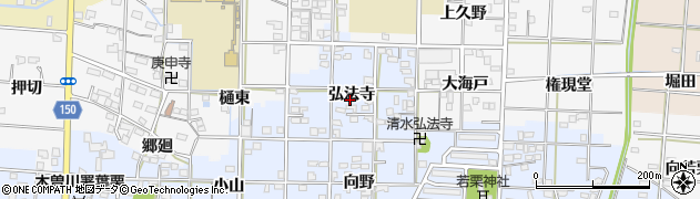 愛知県一宮市大毛弘法寺75周辺の地図