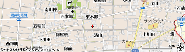 愛知県一宮市浅井町尾関清山26周辺の地図